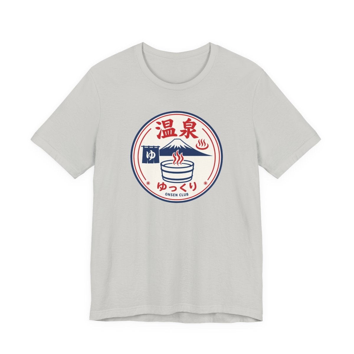 Onsen Club tee, Silver, front view