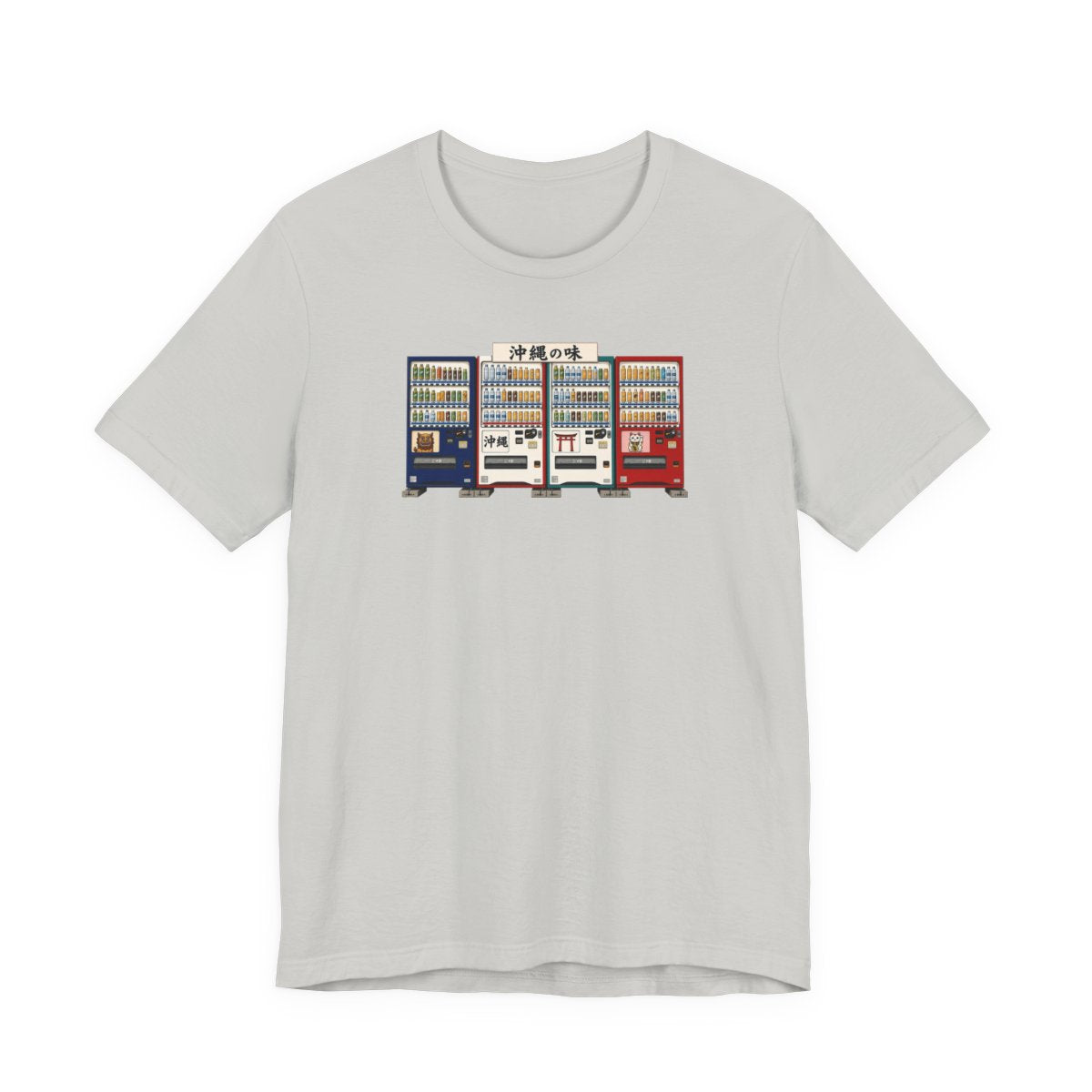 Okinawa vending machines tee, Silver, front view