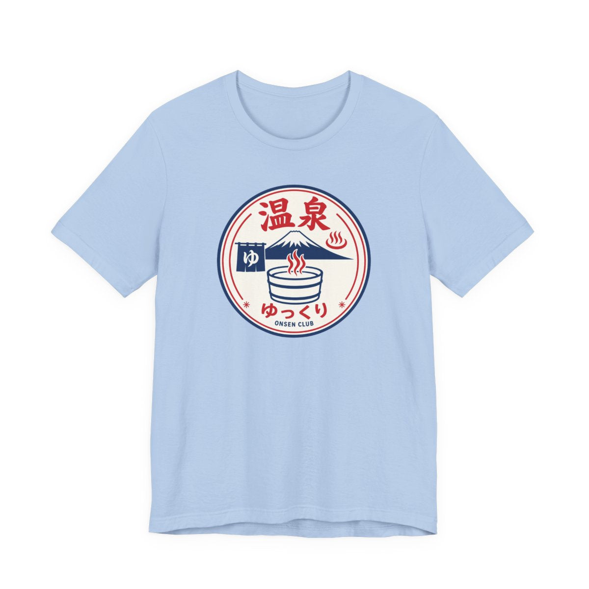 Onsen Club tee, Baby Blue, front view