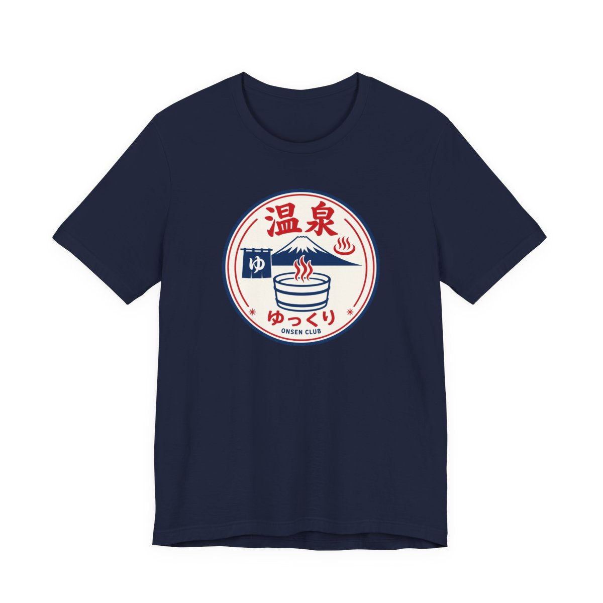 Onsen Club tee, Navy, front view