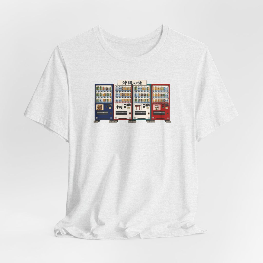 Okinawa vending machines tee, Ash, hanging view
