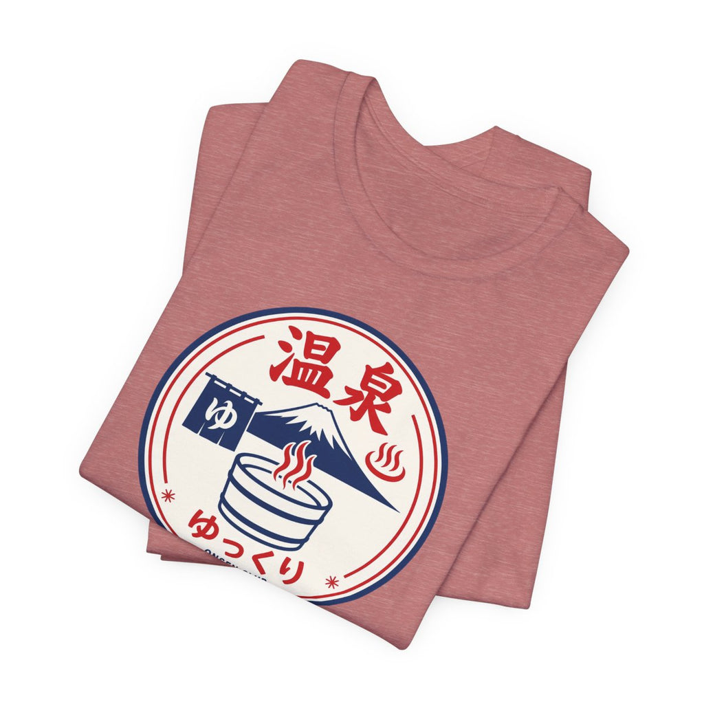Onsen Club tee, Heather Mauve, folded view