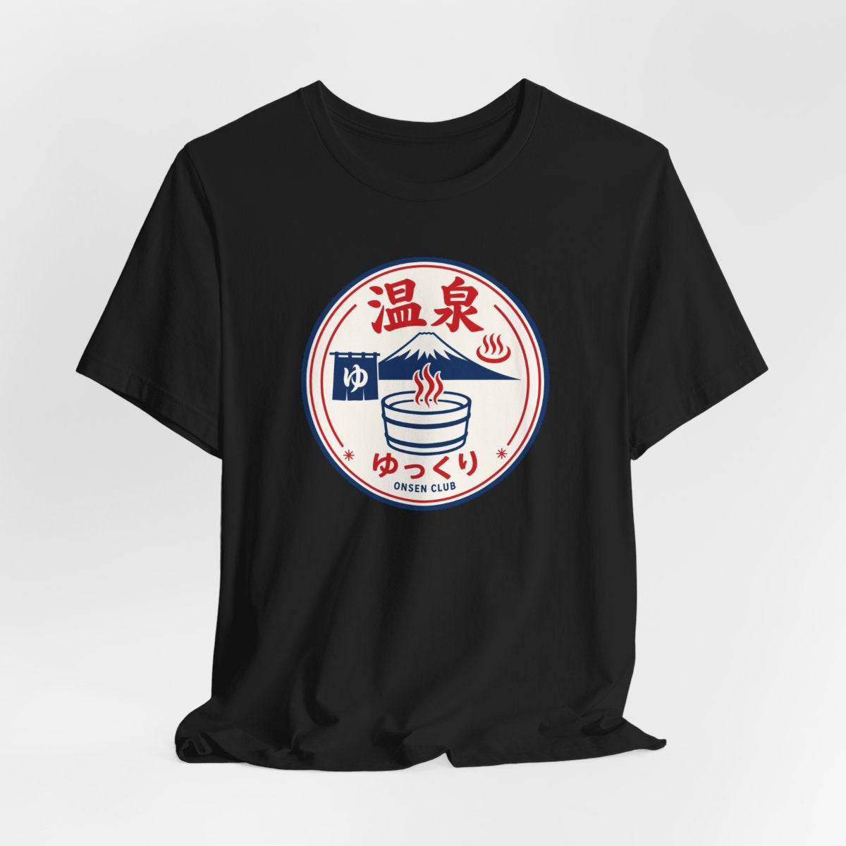 Onsen Club tee, Black, hanging view
