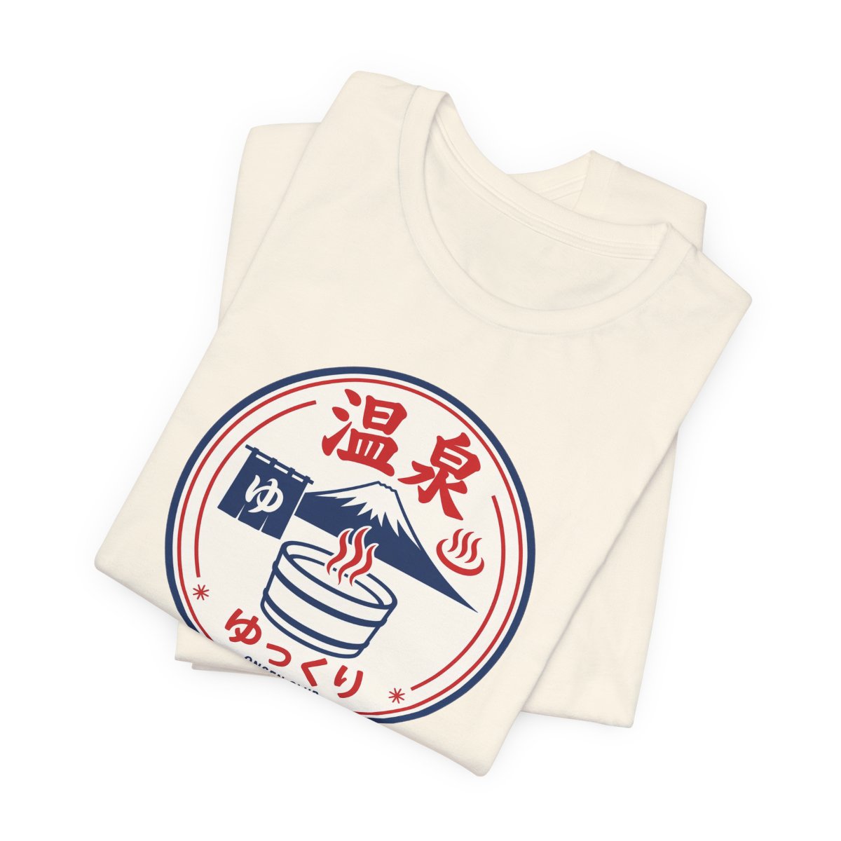 Onsen Club tee, Natural, folded view
