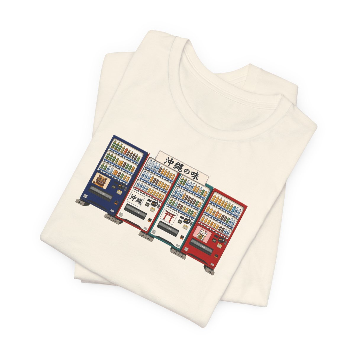 Okinawa vending machines tee, Natural, folded view