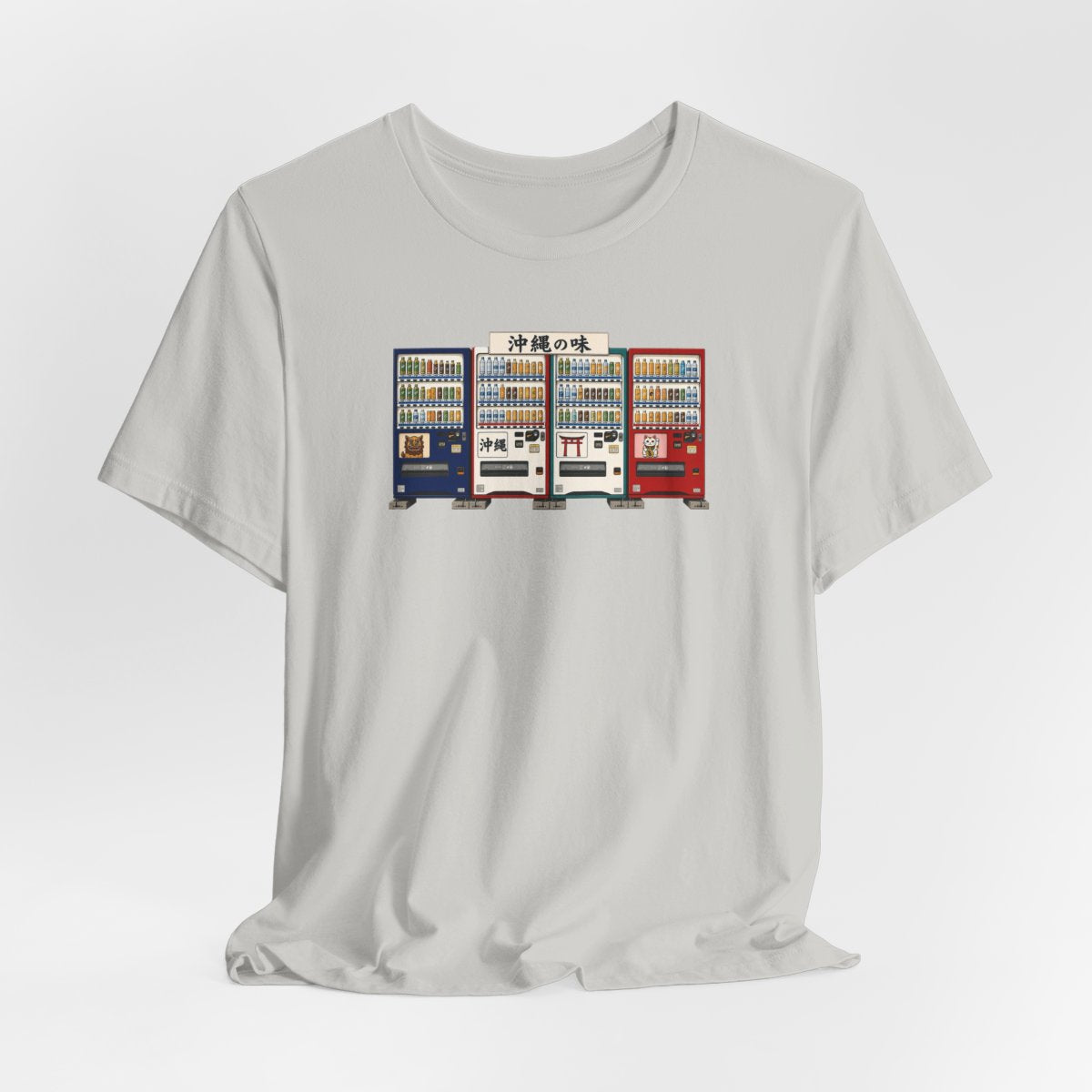 Okinawa vending machines tee, Silver, hanging view