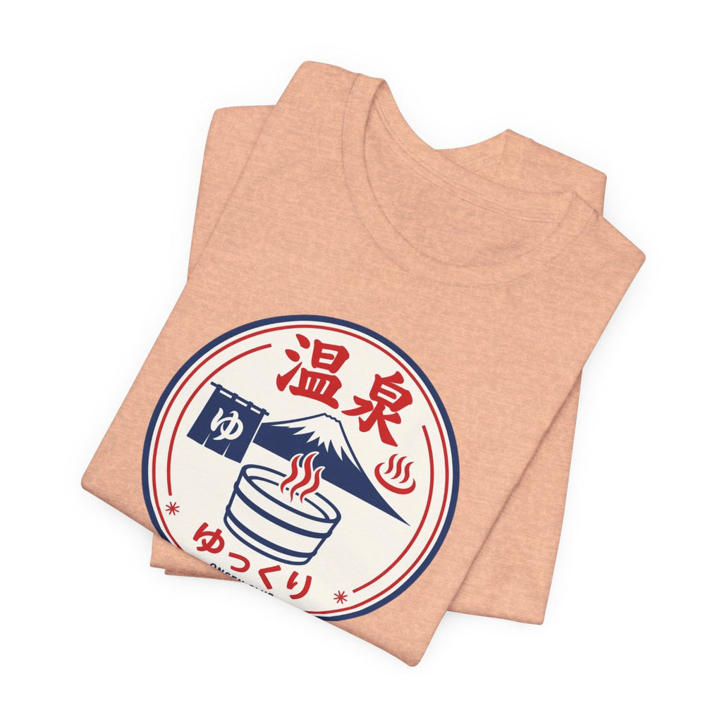 Onsen Club tee, Heather Peach, folded view