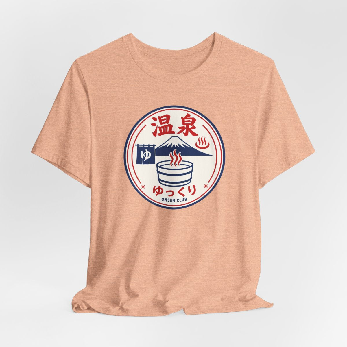 Onsen Club tee, Heather Ice Blue, folded view