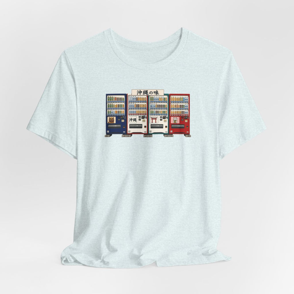 Okinawa vending machines tee, Heather Ice Blue, hanging view