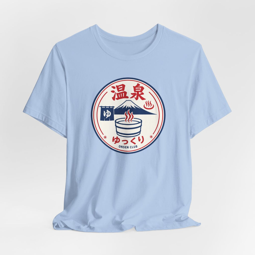 Onsen Club tee, Baby Blue, hanging view