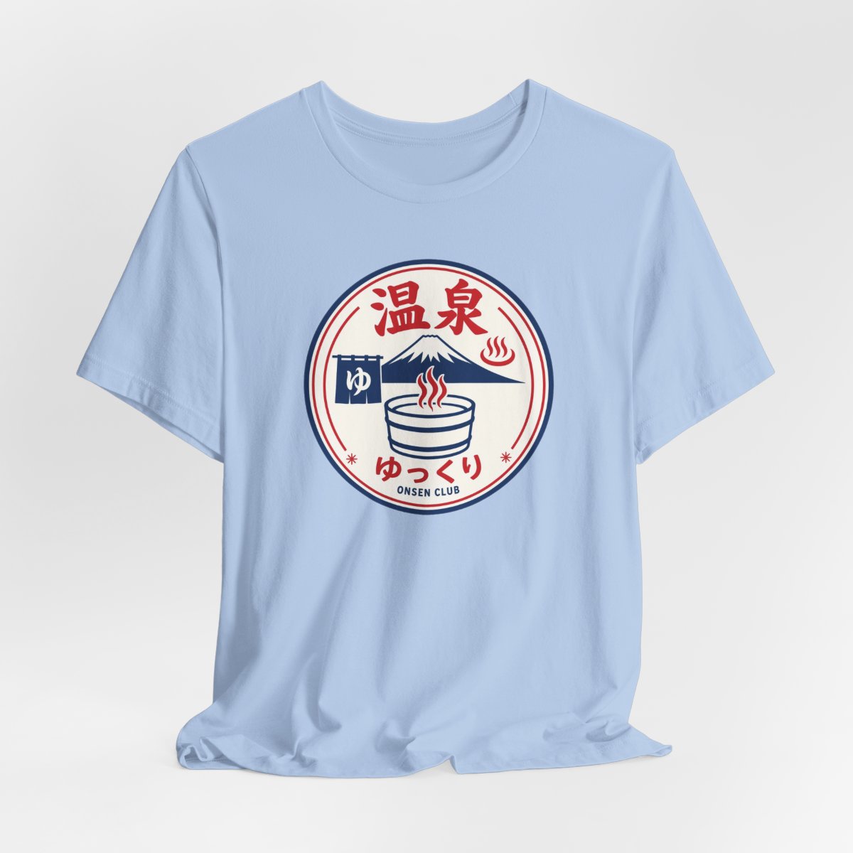 Onsen Club tee, Baby Blue, hanging view