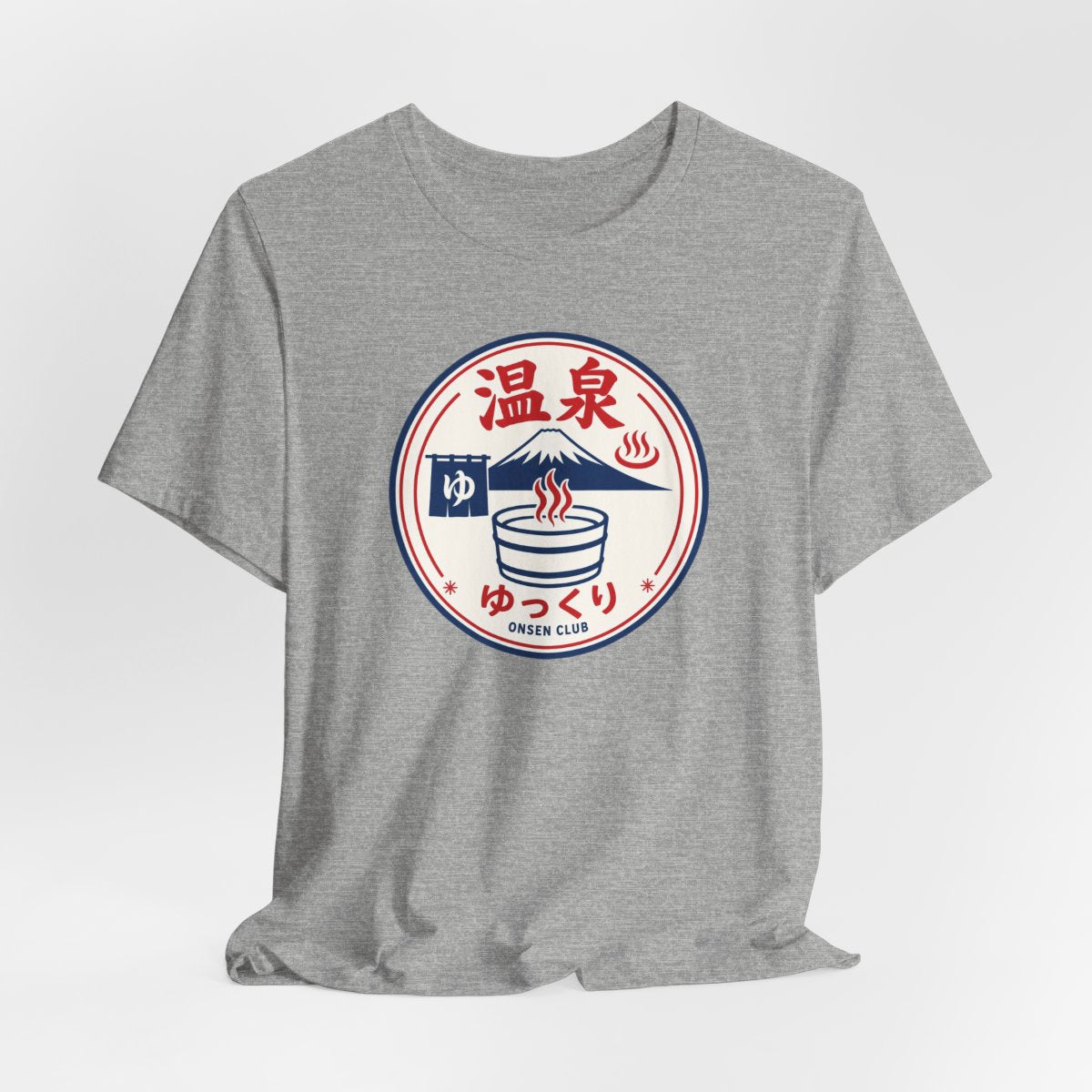 Onsen Club tee, Athletic Heather, hanging view