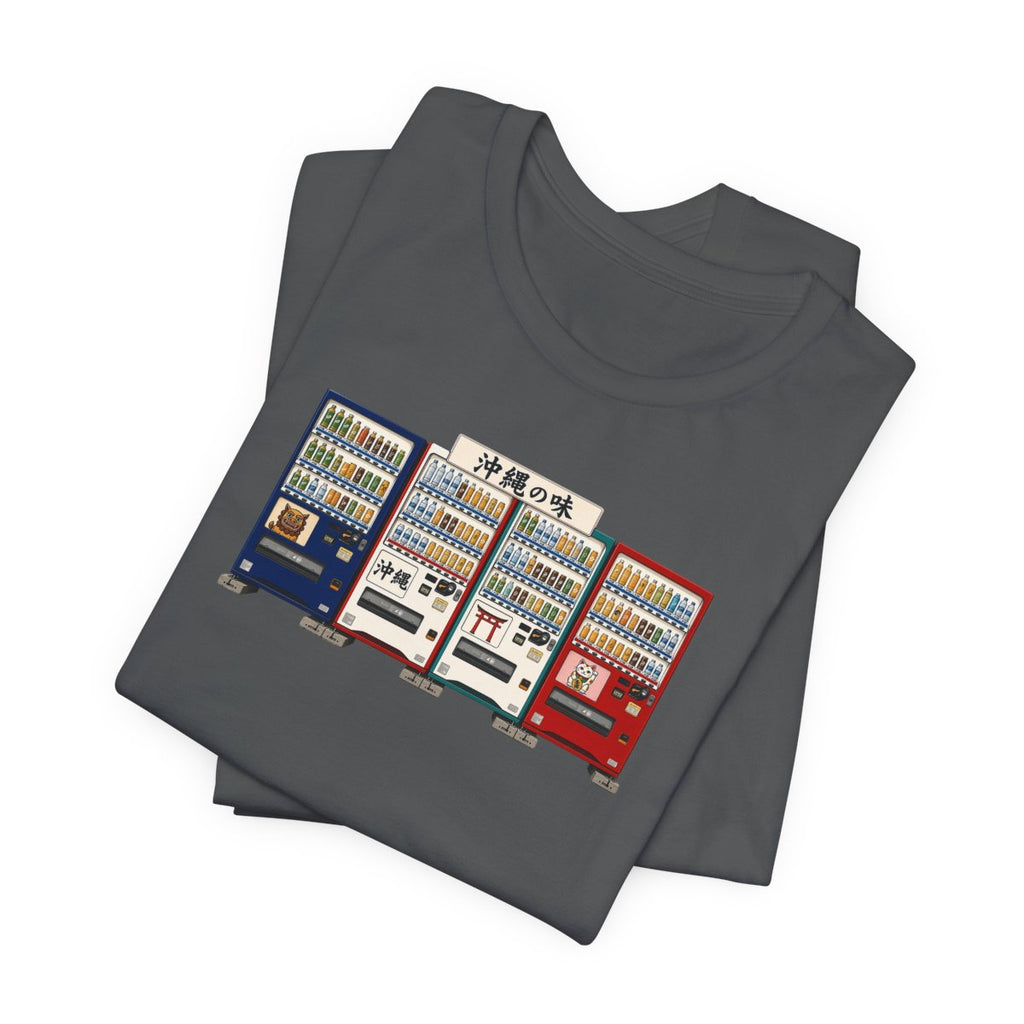 Okinawa vending machines tee, Asphalt, folded view