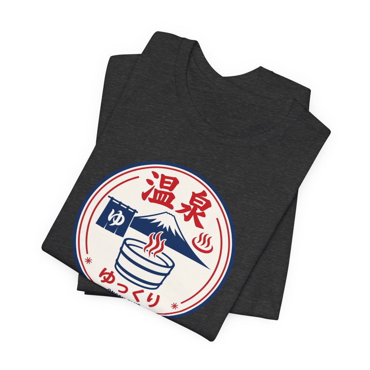 Onsen Club tee, Dark Grey Heather, folded view
